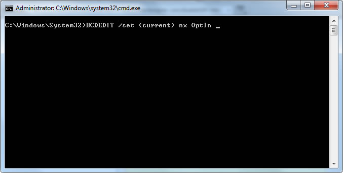 Change DEP with elevated Command Prompt